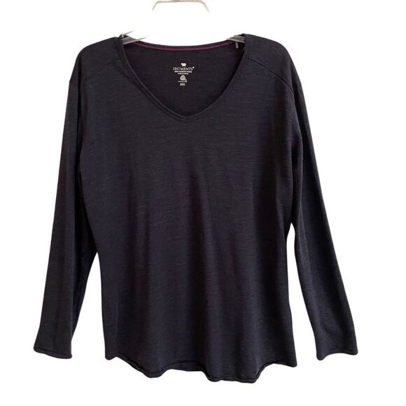 Segments Merino Wool Base Layer long sleeve top women’s XXL v-neck striped gray - Picture 1 of 7